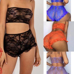 Lingerie Set Lace Underwear See Through Strapless